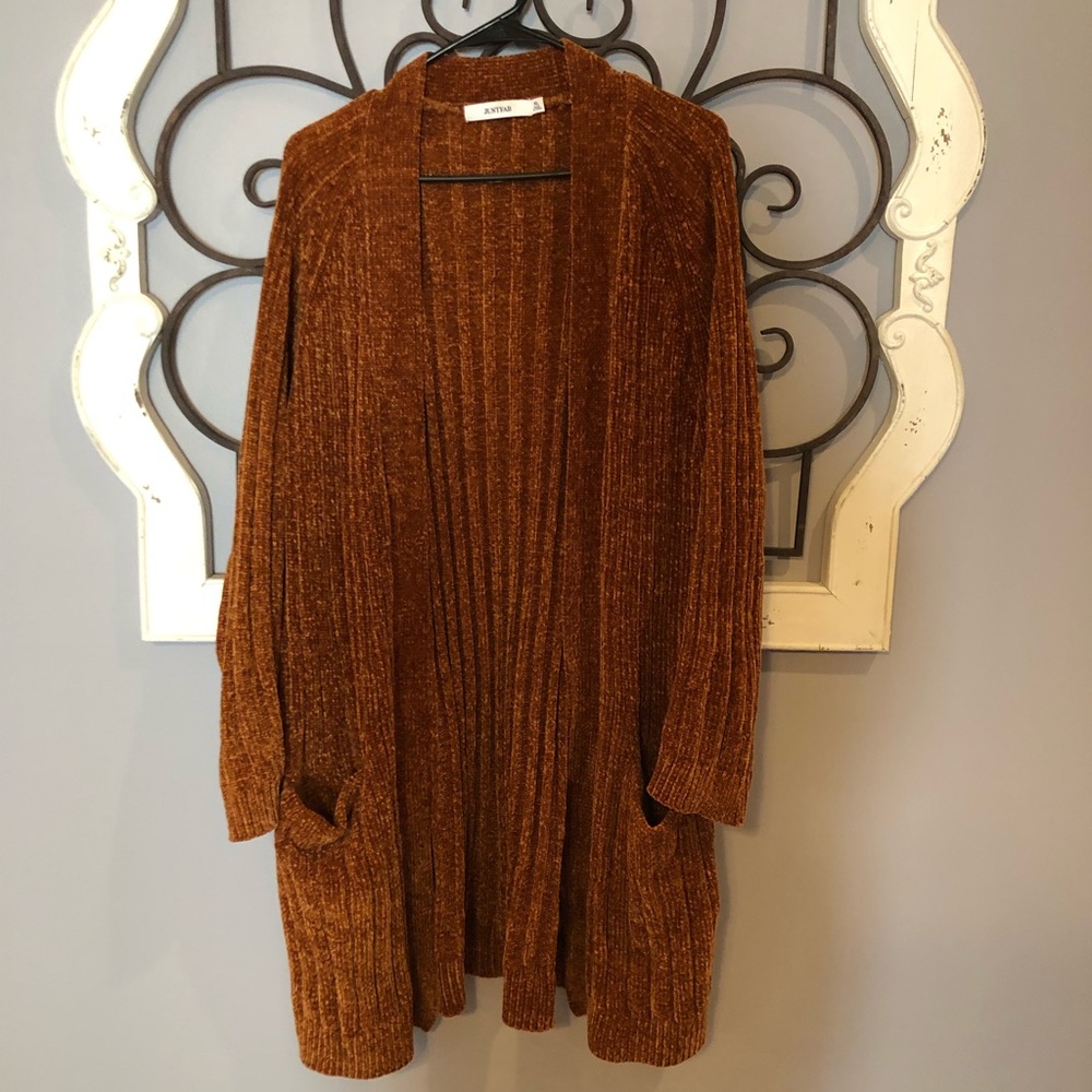 Crushed Velvet Burnt Orange/Golden Brown Duster